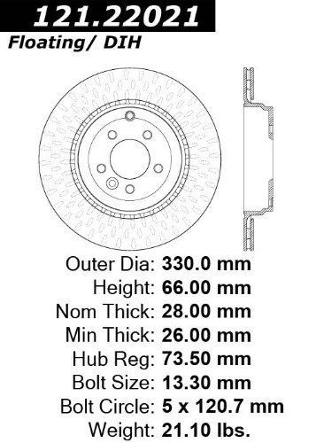 Centric 121.22021 c-tek brake rotor