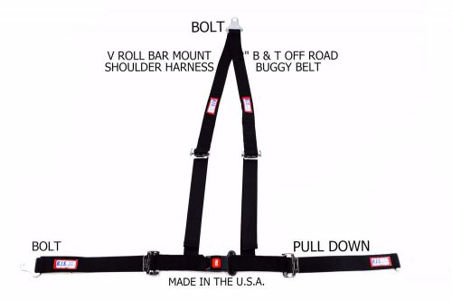 Rjs racing 2&#034; buggy off road seat belt 3 point b&amp;t v harness black 51520 4001701