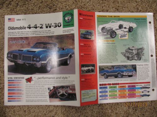 ★★ 1972 oldsmobile 4-4-2 w30- collector brochure specs info ★★