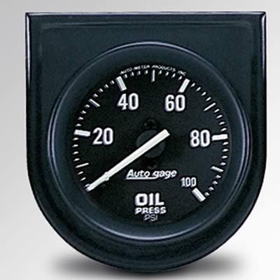 Auto gage mechanical oil pressure gauge 2 1/16" dia black face 2332