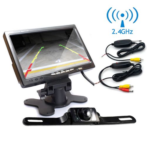 7&#034; tft lcd car rear view backup monitor+wireless parking night vision camera kit