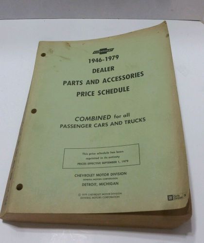 Chevrolet dealer parts &amp; accessories price schedule 1946-1976