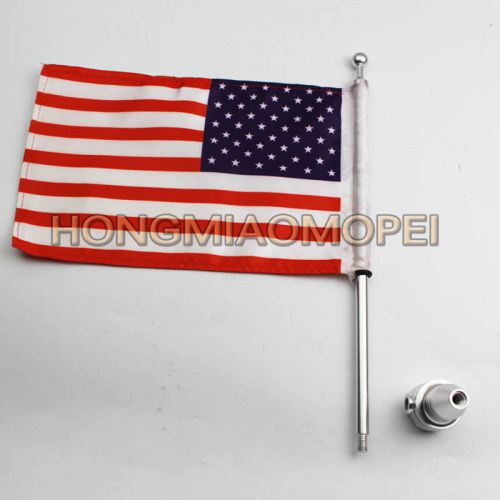 Chrome black motor rear side mount flag pole us flag for harley hd luggage rack