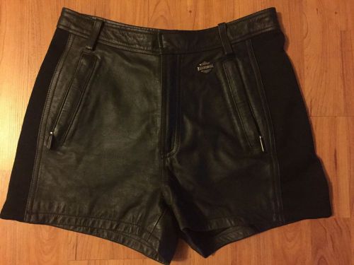 Women&#039;s authentic harley davidson black leather shorts size 34/6 stretchy sides