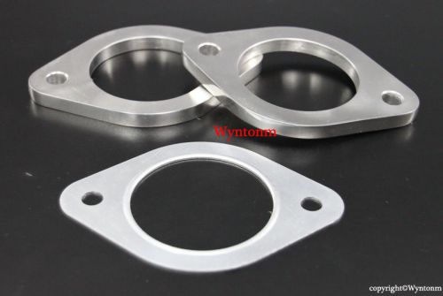 Two 3&#034; od  exhaust 2 holes 1/2&#034; stainless steel collector flange  w/ al gasket