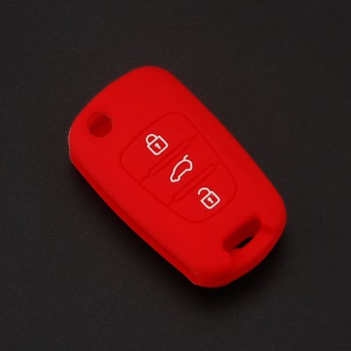 For 3 btn kia folding flip remote key holder cover case fob keyfob silicone red