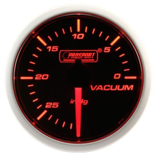 Prosport 52mm amber red &amp; white led smoke face mechanical vacuum gauge inhg