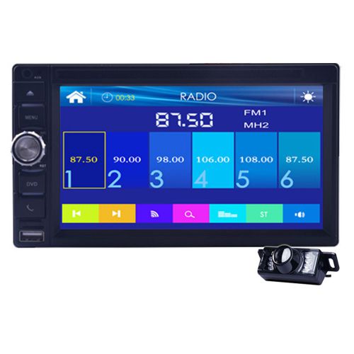 Double 2din in dash stereo car dvd player bluetooth radio ipod sd usb mp3+camera