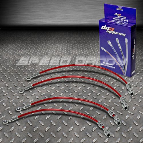 Front+rear stainless steel hose brake line 85-89 toyota mr2/mr-2 aw11 w10 red