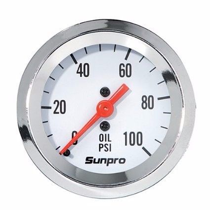 Sunpro analog styleline mechanical oil pressure gauge  white face mechanical