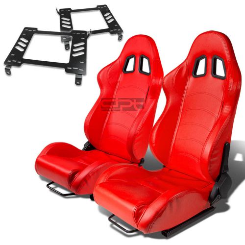 Type-1 racing seat red pvc+silder/rail+for 94-05 dodge neon sx bracket x2