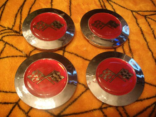 Set of 4 checkers flag cherokee jeep ultra ss chrome wheel center caps 89-8023