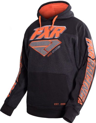 Fxr track mens pullover hoodie black/charcoal gray/orange