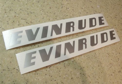 Evinrude outboard vintage decal die-cut silver 2-pak free ship + free fish decal