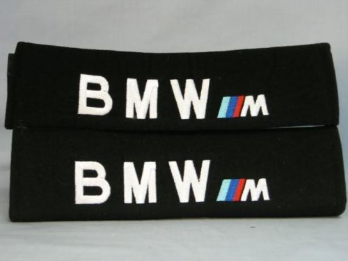 New black bmw m power soft seat belt shoulder pads pair