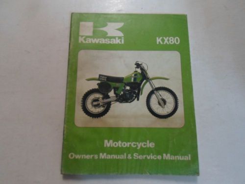 1980 kawasaki kx80 motorcycle owners manual &amp; service manual water damaged worn