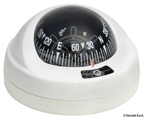 Riviera aries boat marine compass 2&#034; 1/2 white/black/white