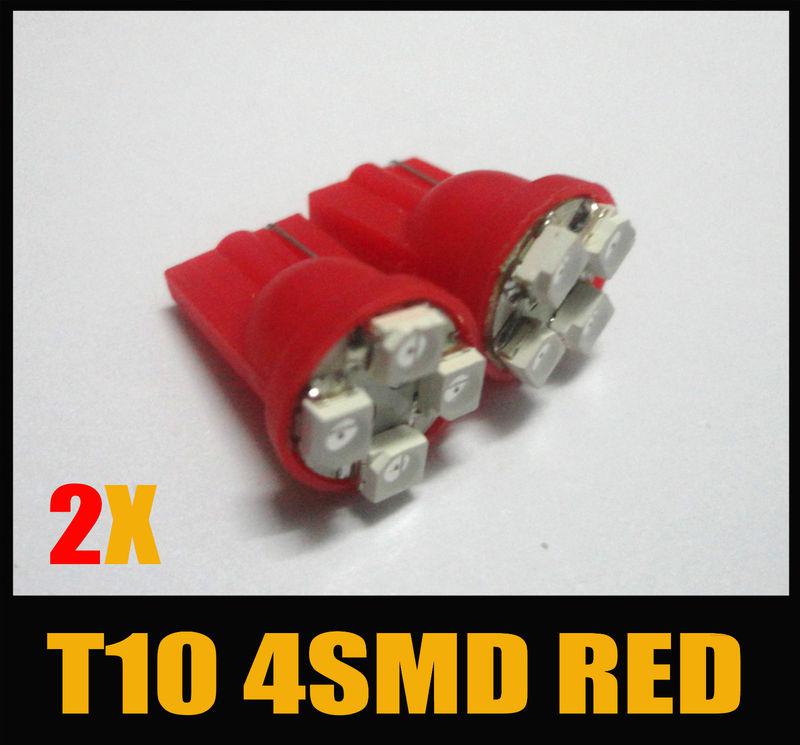 2x red t10 4-smd led wedge lights 168 194 158 655 w5w 558 555 194na #hf11