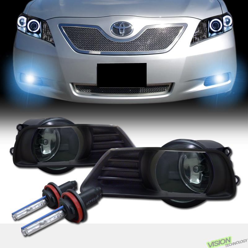 H11 bulb blue hid+jdm smoke lens fog lights lamps left+right 07-09 camry 4d/4dr