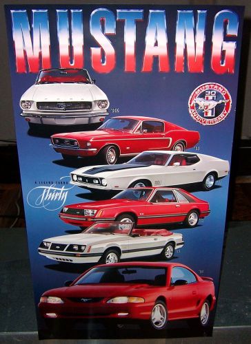 Original ford mustang 30th anniversary poster 1964 1/2-1994 5.0/mach 1/gt mint