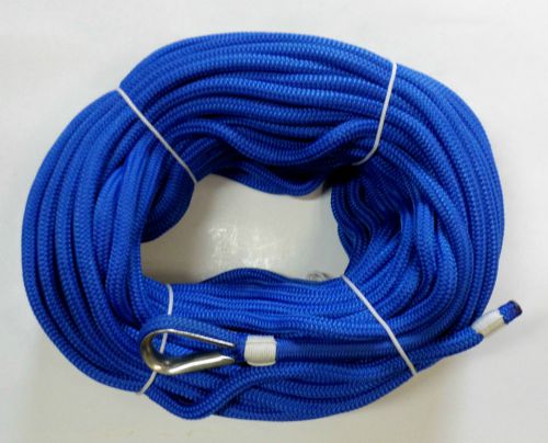 150&#039; x 3/8&#034; double braid nylon royal blue anchor line-s/s thimble usa !