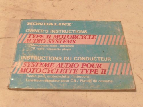 Hondaline motorcycles owners instructions type ii audio sysytems