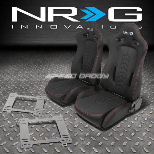 Nrg black reclinable racing seats+stainless steel bracket for 99-05 miata mx5