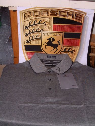 Porsche design nos charcoal bird&#039;s eye knit polo shirt usa:size m, euro l nibwt!