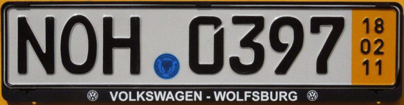 German license plate + volkswagen frame + seal jetta cc beetle golf volkswagon