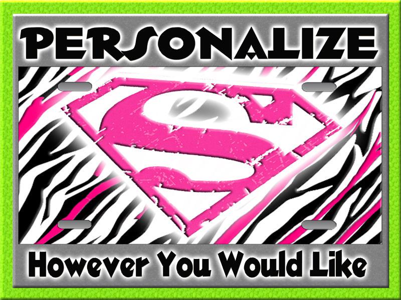 Zebra print supergirl  customized personalized custom license plate auto sign  