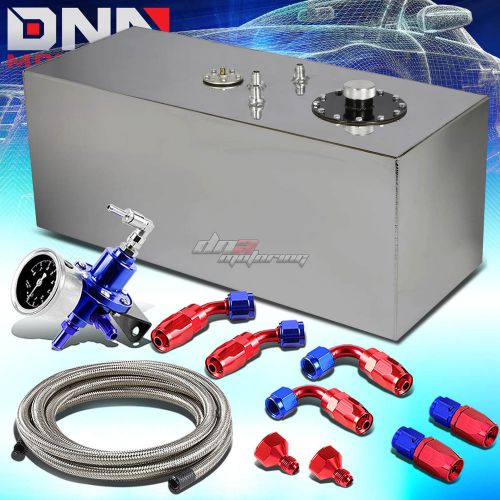 19 gallon top-feed aluminum fuel oil tank+cap+line kit+pressure regulator blue