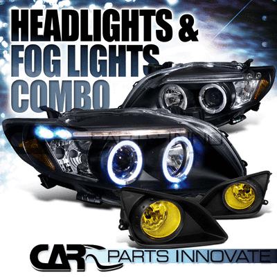 09-10 toyota corolla black halo led projector headlights+yellow fog bumper lamp