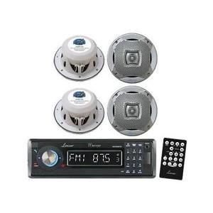 Brand new lanzar marine in-dash media player /bluetooth system 4 silver speakers