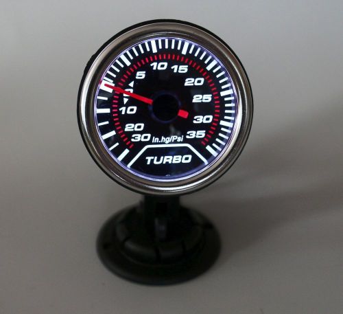 2&#034; turbo boost gauge psi universal smoke tinted w/ flat black mounting cup t42