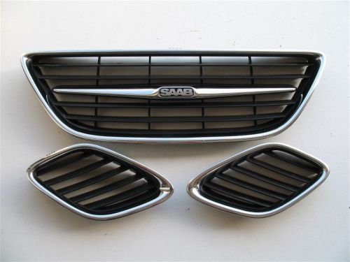 03 04 05 06 07 saab 9-3 93 9/3 sedan front grill grille emblem oem genuine set