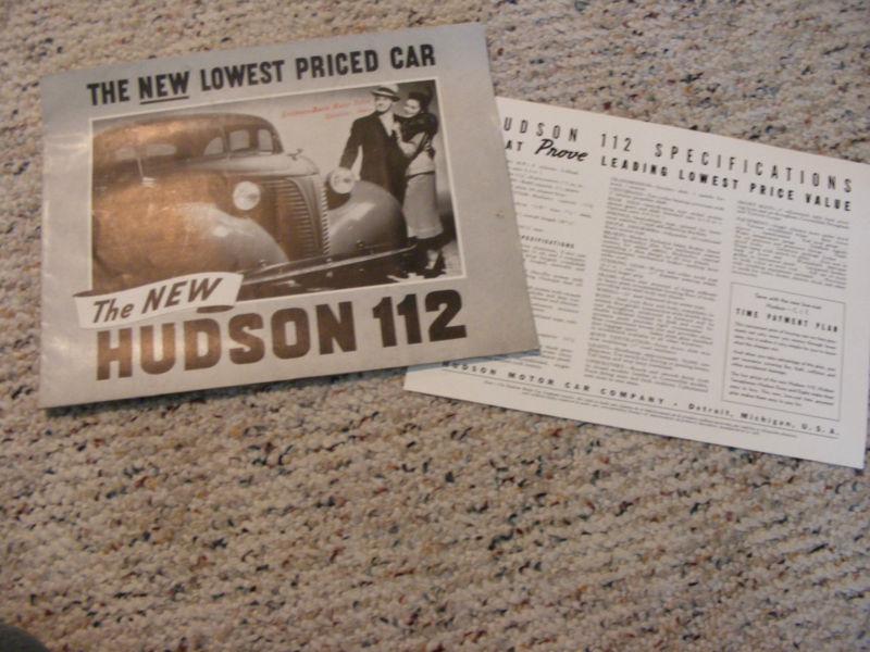 1938 hudson 112, brochure and spec sheet