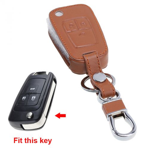 Brown car keyfob case cover key fob bag chain holder for chevrolet 3 buttons