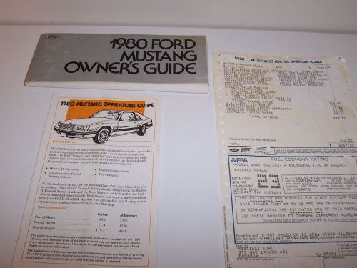 1980 ford mustang original owner&#039;s manual, operator&#039;s guide &amp; window sticker