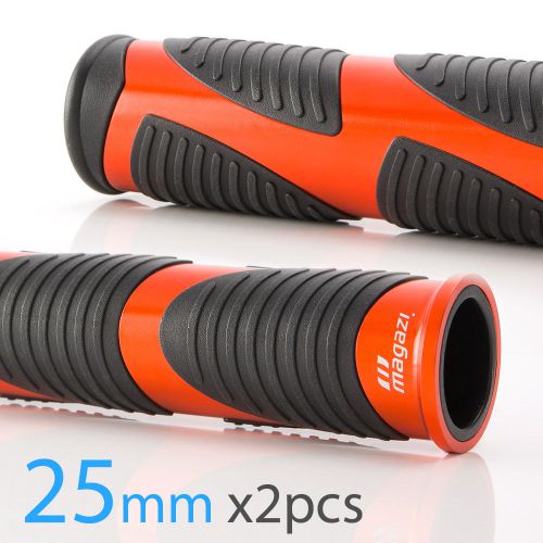 Wave handlebar grips black tpr +orange metal trim 1&#034; x2pcs moped bike