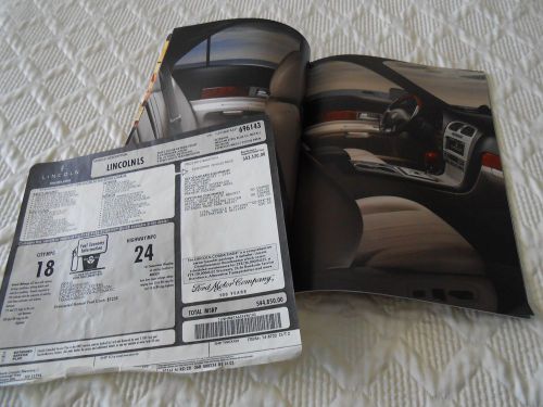 2003 lincoln ls sales brochure &amp; sticker price sheet