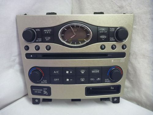 07 08 infiniti g35 radio face plate &amp; clock w/ dual climate 25391-jk65b br25931