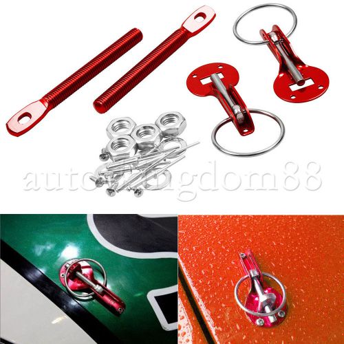 Pair bonnet hood pin pins lock latch kit racing sport car auto red universal a