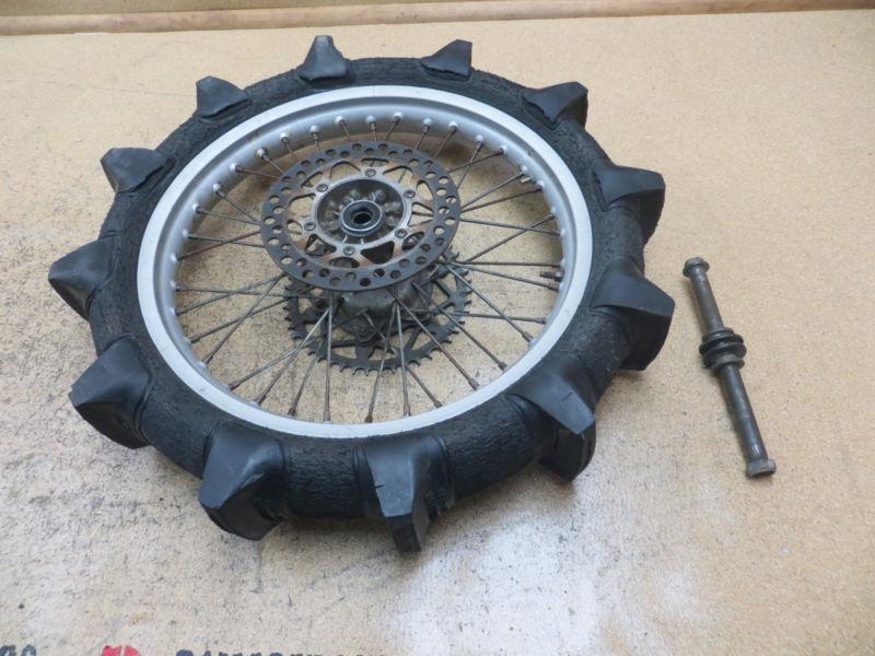 1990 90 kawasaki kx500 kx 500 rear wheel rim tire rotor axle hub