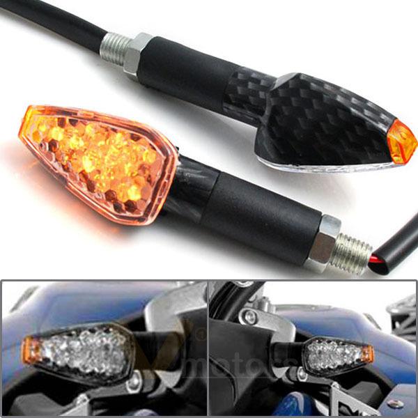 2x carbon led turn signal light blinker for motorcycle dual sport street bike