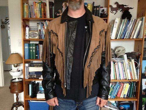 Wilson black and brown leather jacket with fringe