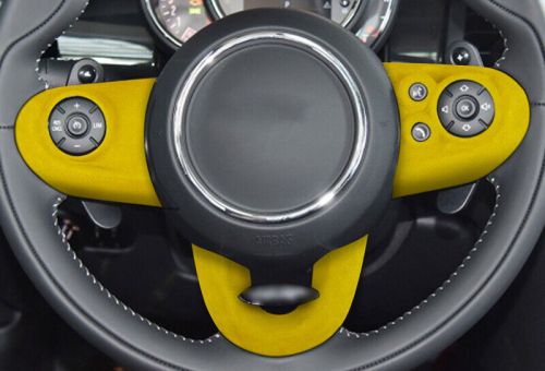 Fit for mini cooper countryman f60 yellow suede steering wheel switch cover trim