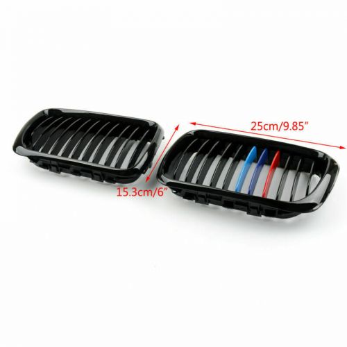 Front replacement gloss black m color kidney grille for bmw e36 1997-1999