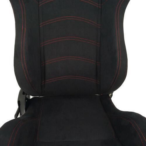 New universal 2 pcs black racing seat red stitch reclinable cloth