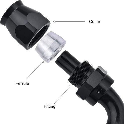 2pcs 90° 90degree swivel hose line end fitting adaptor fuel oil an10 10an black