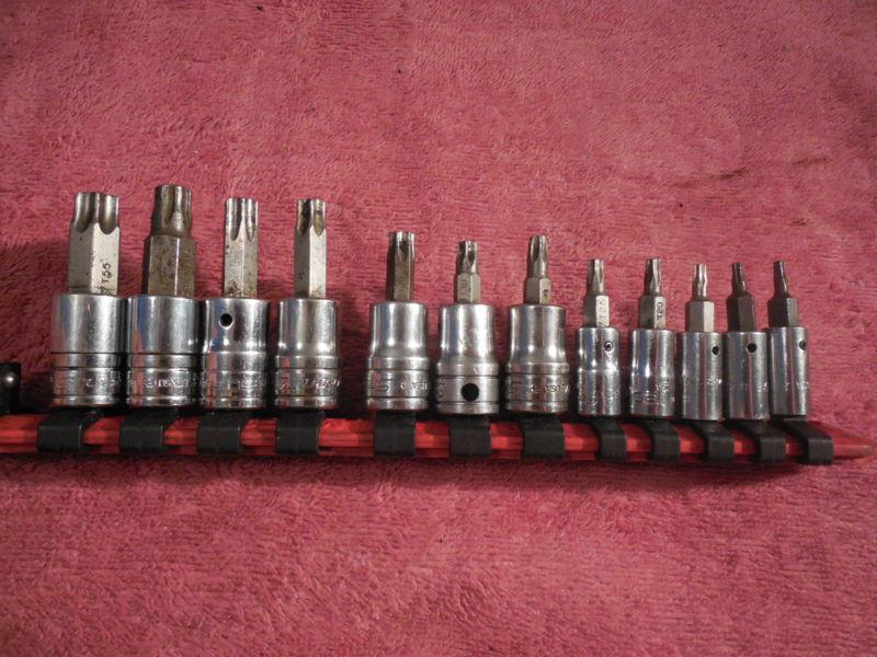 Snap-on tools 12 pc 1/4" & 3/8" drive torx socket driver set 212eftxy t8 to t55